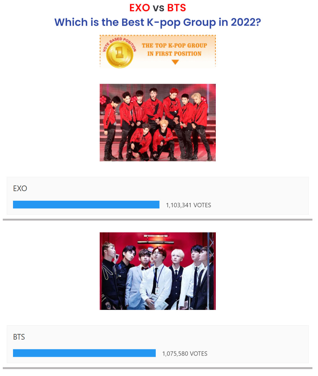 EXO vs BTS Which is the Best Kpop Group in 2023 ? Vote now